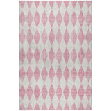9' X 12' Pink And Ivory Geometric Shag Washable Area Rug With UV Protection - HomeRoots - Flyclothing LLC