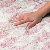 9' X 12' Pink And Ivory Geometric Shag Washable Area Rug With UV Protection - HomeRoots - Flyclothing LLC