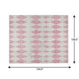 9' X 12' Pink And Ivory Geometric Shag Washable Area Rug With UV Protection - HomeRoots - Flyclothing LLC
