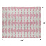 10' X 14' Pink And Ivory Geometric Shag Washable Area Rug With UV Protection - HomeRoots - Flyclothing LLC