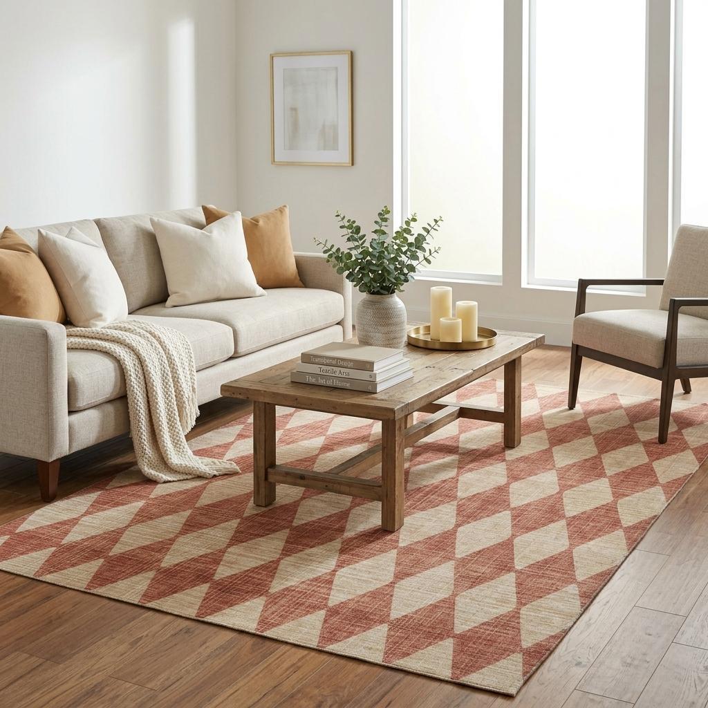 5' X 8' Orange And Copper Geometric Shag Washable Area Rug With UV Protection - HomeRoots - Flyclothing LLC