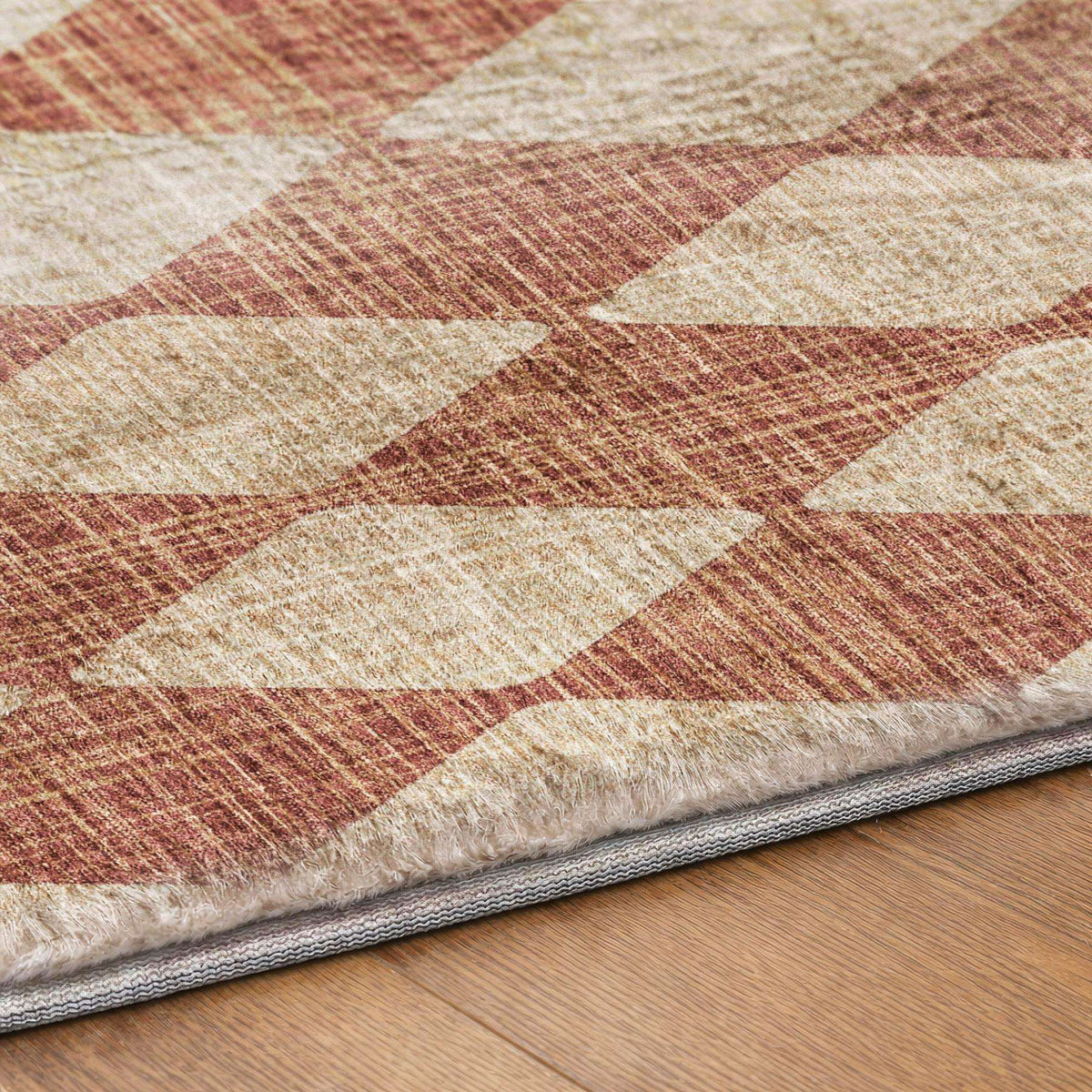 5' X 8' Orange And Copper Geometric Shag Washable Area Rug With UV Protection - HomeRoots - Flyclothing LLC