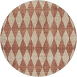8' Orange And Copper Geometric Shag Washable Round Rug With UV Protection