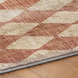 8' Orange And Copper Geometric Shag Washable Round Rug With UV Protection