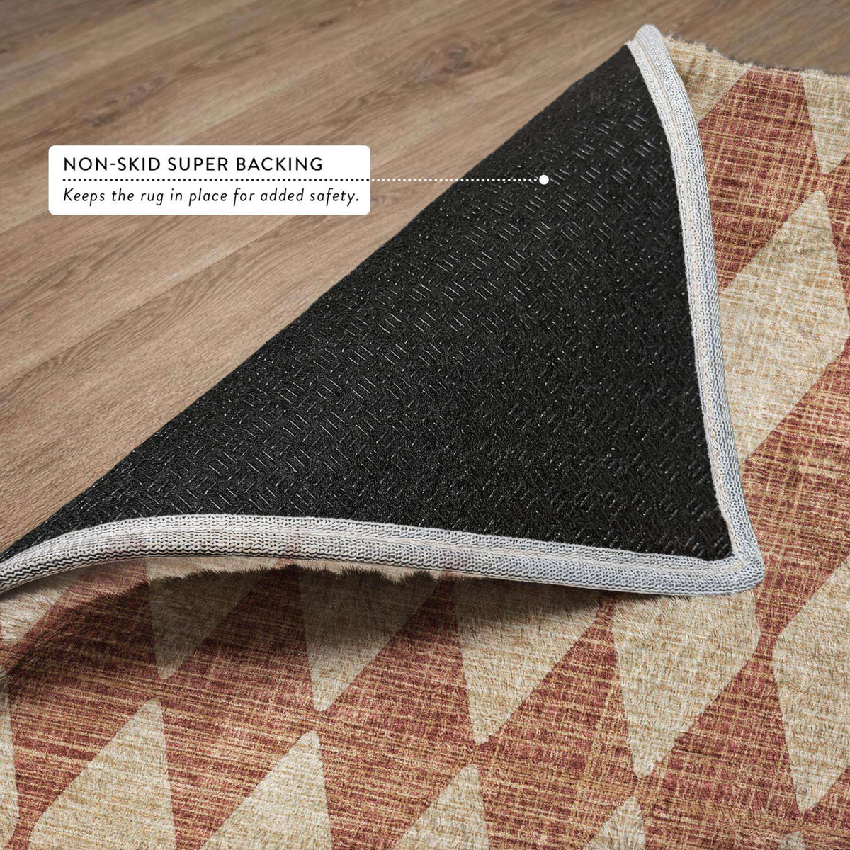 8' Orange And Copper Geometric Shag Washable Round Rug With UV Protection