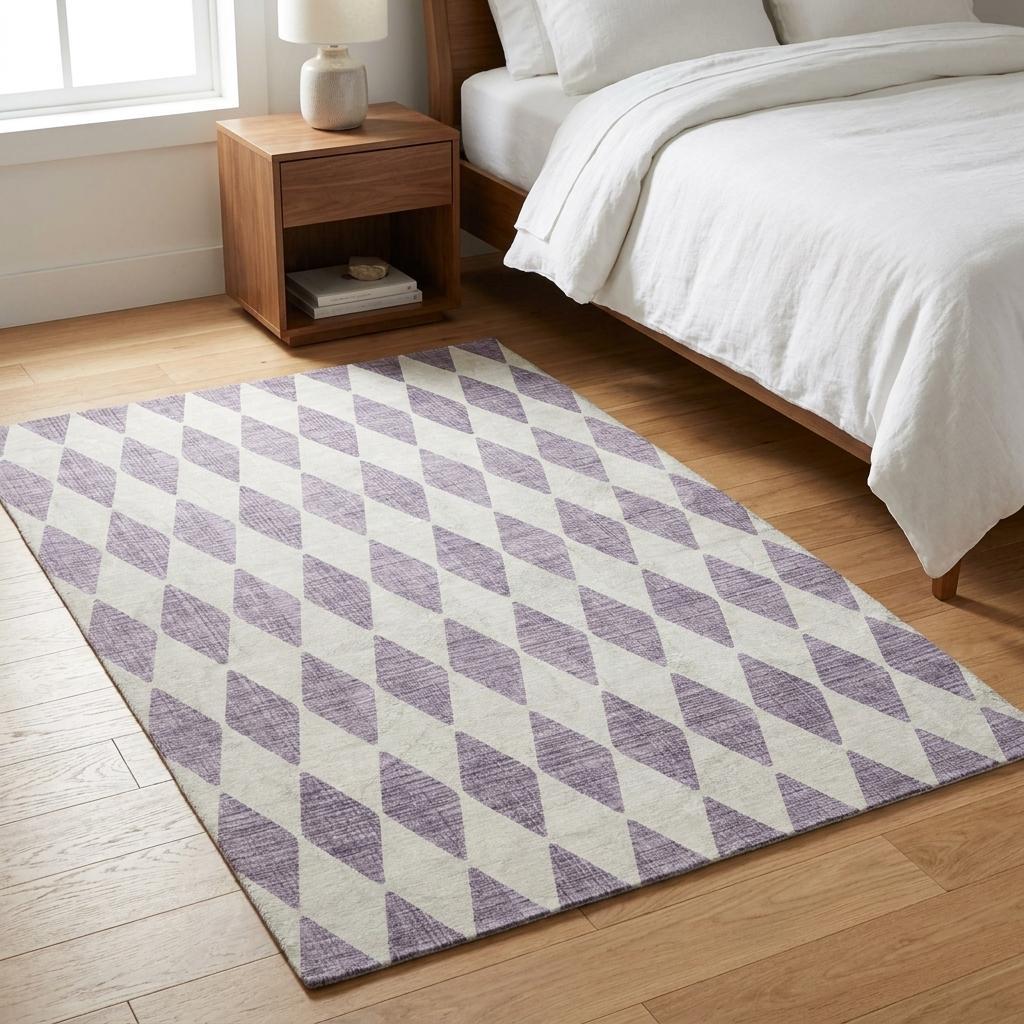 3' X 5' Purple And Lilac Geometric Shag Washable Area Rug With UV Protection - HomeRoots - Flyclothing LLC