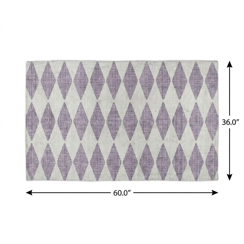 3' X 5' Purple And Lilac Geometric Shag Washable Area Rug With UV Protection - HomeRoots - Flyclothing LLC