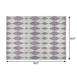 5' X 8' Purple And Lilac Geometric Shag Washable Area Rug With UV Protection - HomeRoots - Flyclothing LLC