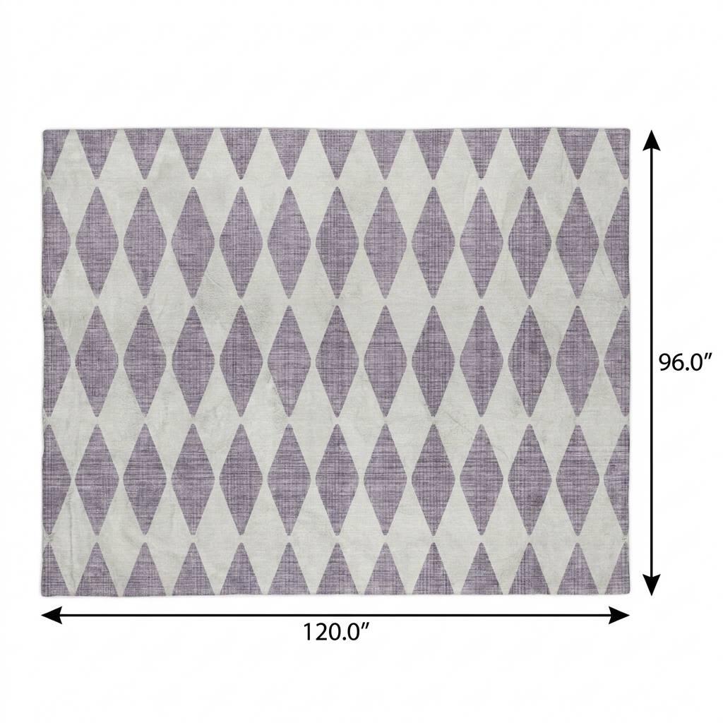 8' X 10' Purple And Lilac Geometric Shag Washable Area Rug With UV Protection - HomeRoots - Flyclothing LLC