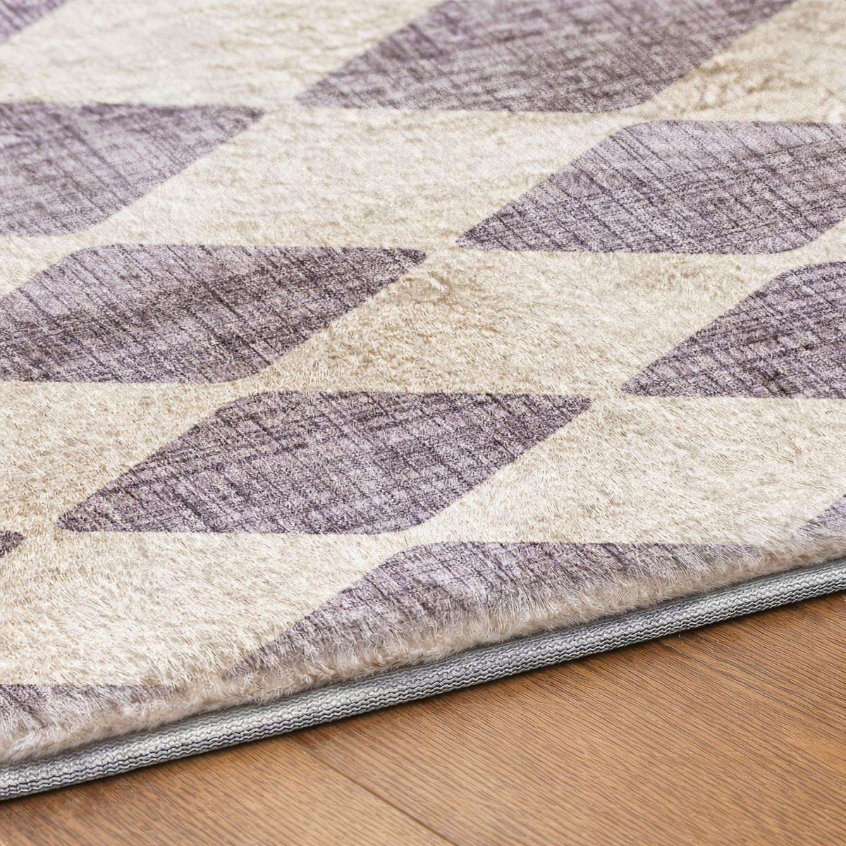 9' X 12' Purple And Lilac Geometric Shag Washable Area Rug With UV Protection - HomeRoots - Flyclothing LLC