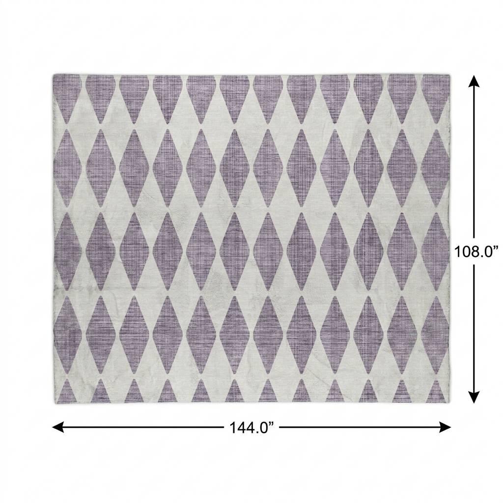 9' X 12' Purple And Lilac Geometric Shag Washable Area Rug With UV Protection - HomeRoots - Flyclothing LLC