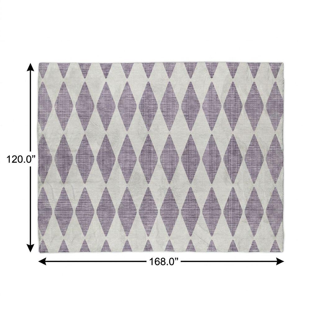 10' X 14' Purple And Lilac Geometric Shag Washable Area Rug With UV Protection - HomeRoots - Flyclothing LLC