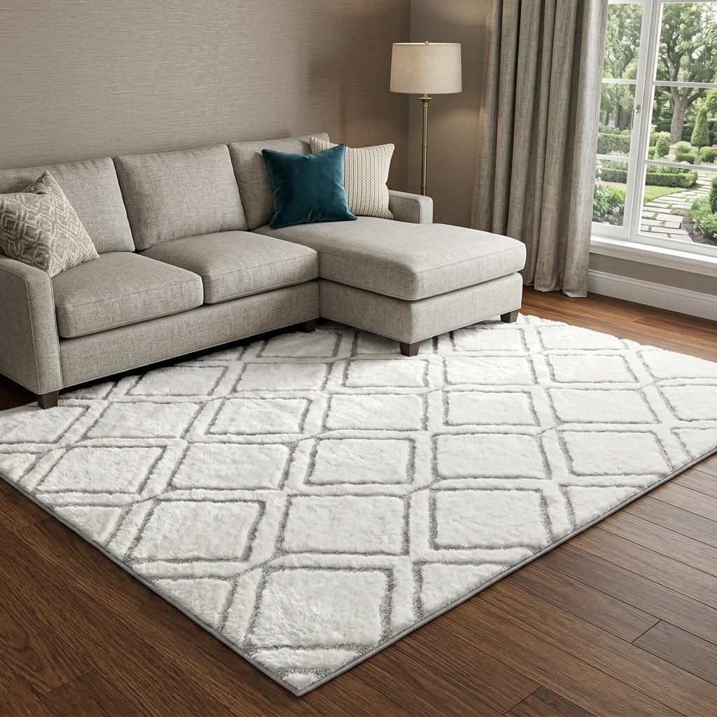 10' X 14' Pewter And Silver Geometric Shag Washable Area Rug With UV Protection - HomeRoots - Flyclothing LLC