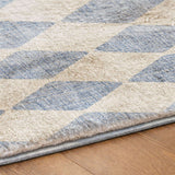 3' X 5' Sky Blue And Ivory Geometric Shag Washable Area Rug With UV Protection - HomeRoots - Flyclothing LLC