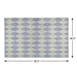 3' X 5' Sky Blue And Ivory Geometric Shag Washable Area Rug With UV Protection - HomeRoots - Flyclothing LLC