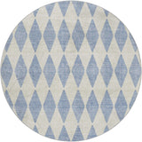 8' Sky Blue And Ivory Geometric Shag Washable Round Rug With UV Protection - HomeRoots - Flyclothing LLC