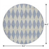 8' Sky Blue And Ivory Geometric Shag Washable Round Rug With UV Protection - HomeRoots - Flyclothing LLC
