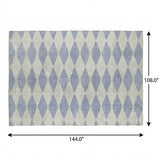 9' X 12' Sky Blue And Ivory Geometric Shag Washable Area Rug With UV Protection - HomeRoots - Flyclothing LLC