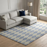 10' X 14' Sky Blue And Ivory Geometric Shag Washable Area Rug With UV Protection - HomeRoots - Flyclothing LLC