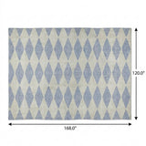 10' X 14' Sky Blue And Ivory Geometric Shag Washable Area Rug With UV Protection - HomeRoots - Flyclothing LLC