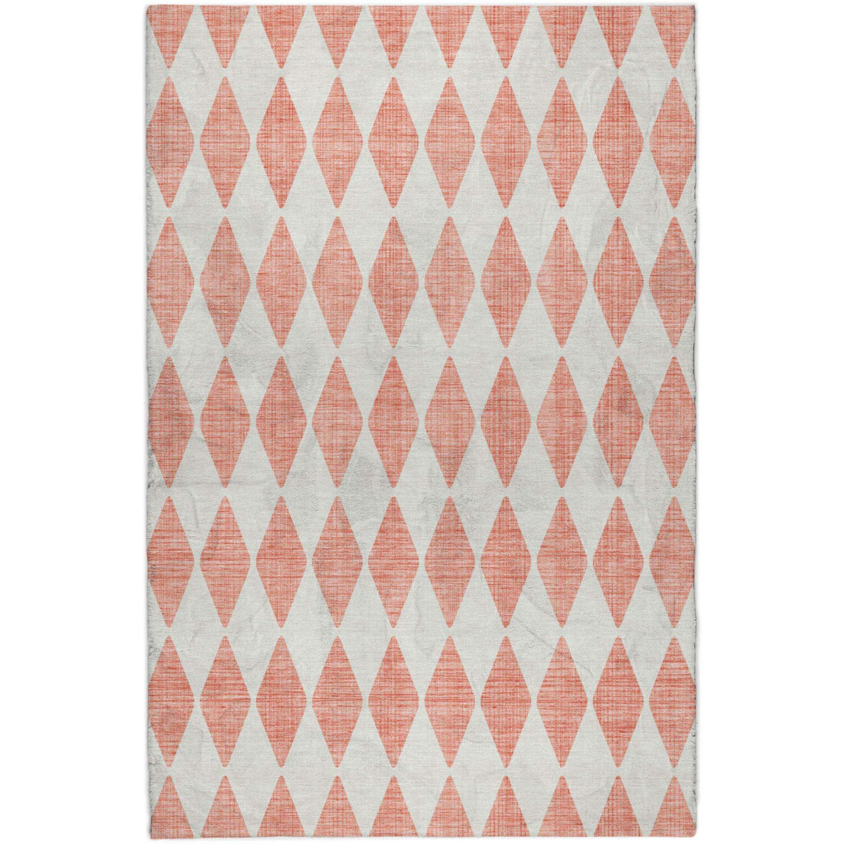 5' X 8' Salmon And Ivory Geometric Shag Washable Area Rug With UV Protection - HomeRoots - Flyclothing LLC