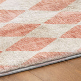 5' X 8' Salmon And Ivory Geometric Shag Washable Area Rug With UV Protection - HomeRoots - Flyclothing LLC
