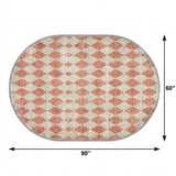5' X 8' Salmon And Ivory Geometric Shag Washable Area Rug With UV Protection - HomeRoots - Flyclothing LLC