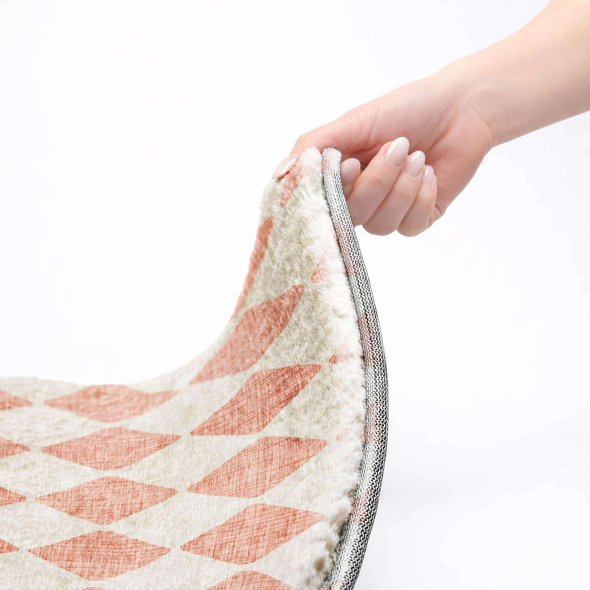 9' X 12' Salmon And Ivory Geometric Shag Washable Area Rug With UV Protection - HomeRoots - Flyclothing LLC