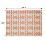 9' X 12' Salmon And Ivory Geometric Shag Washable Area Rug With UV Protection - HomeRoots - Flyclothing LLC