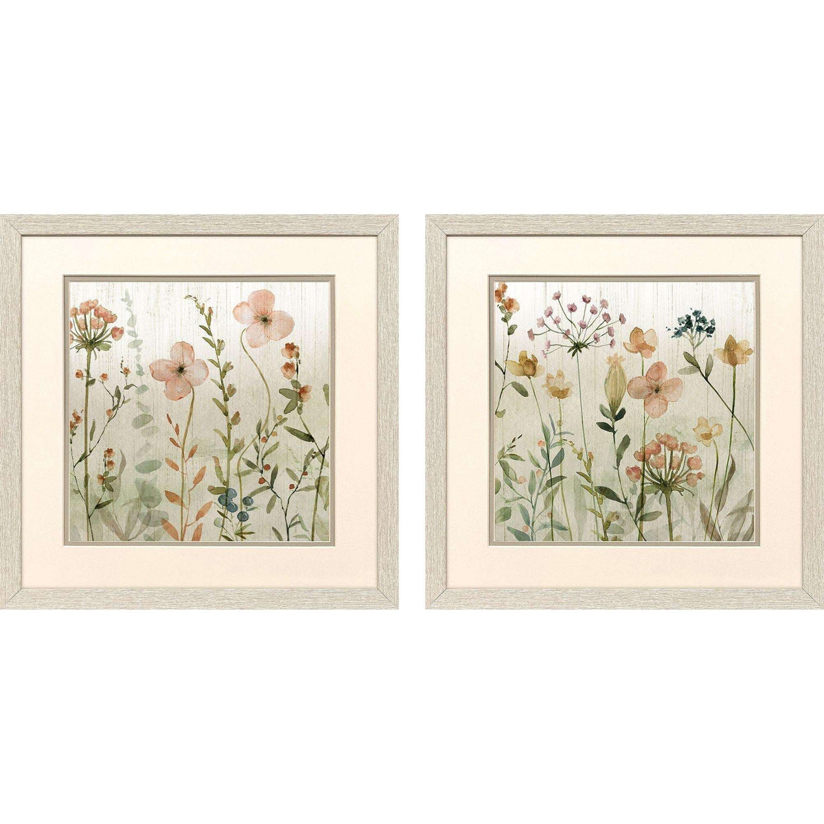 Set Of Two Fall Sketchbook Distressed White Framed Wall Art