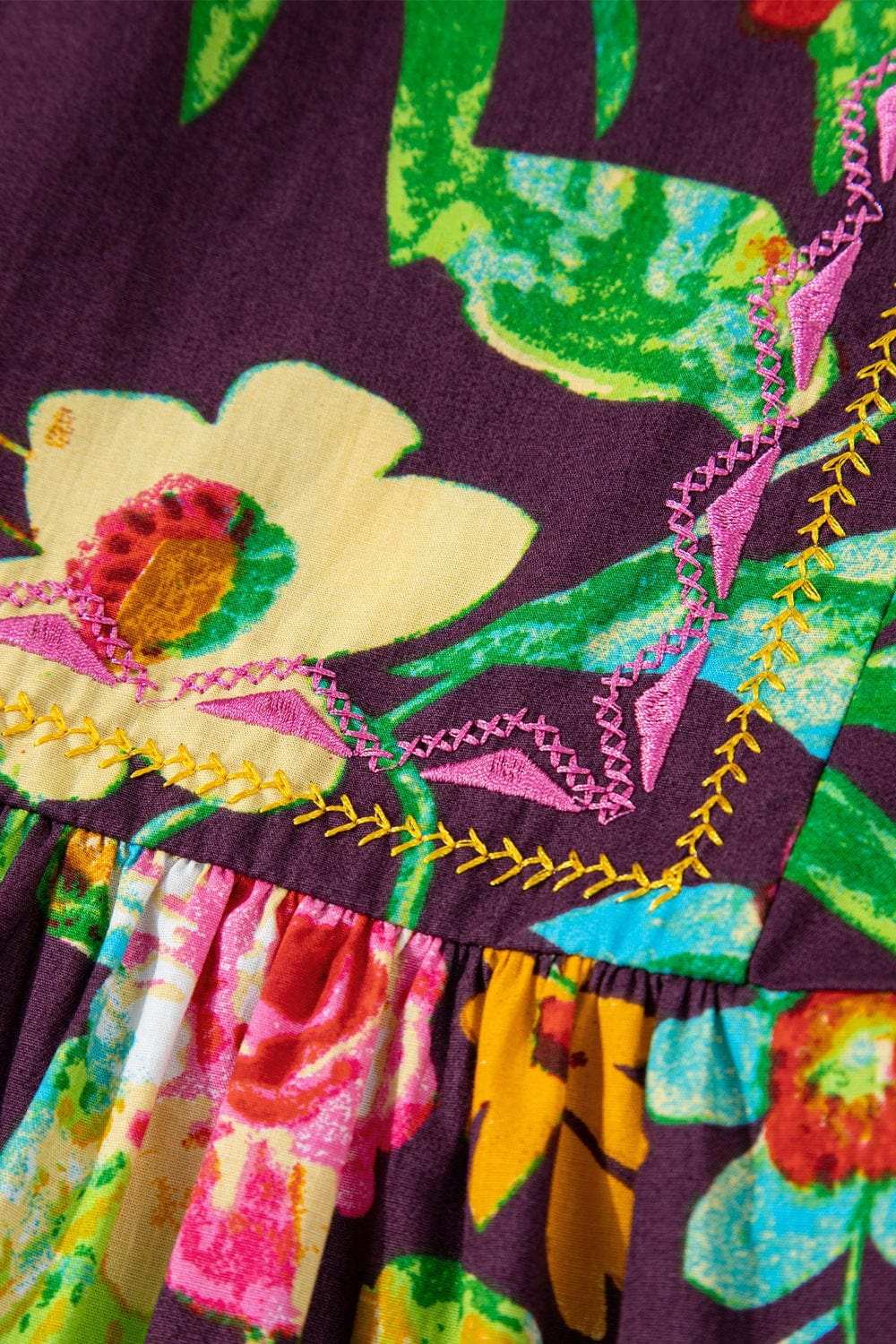 Flower Embroidered Trim Half Sleeve Blouse - Trendsi - Flyclothing LLC