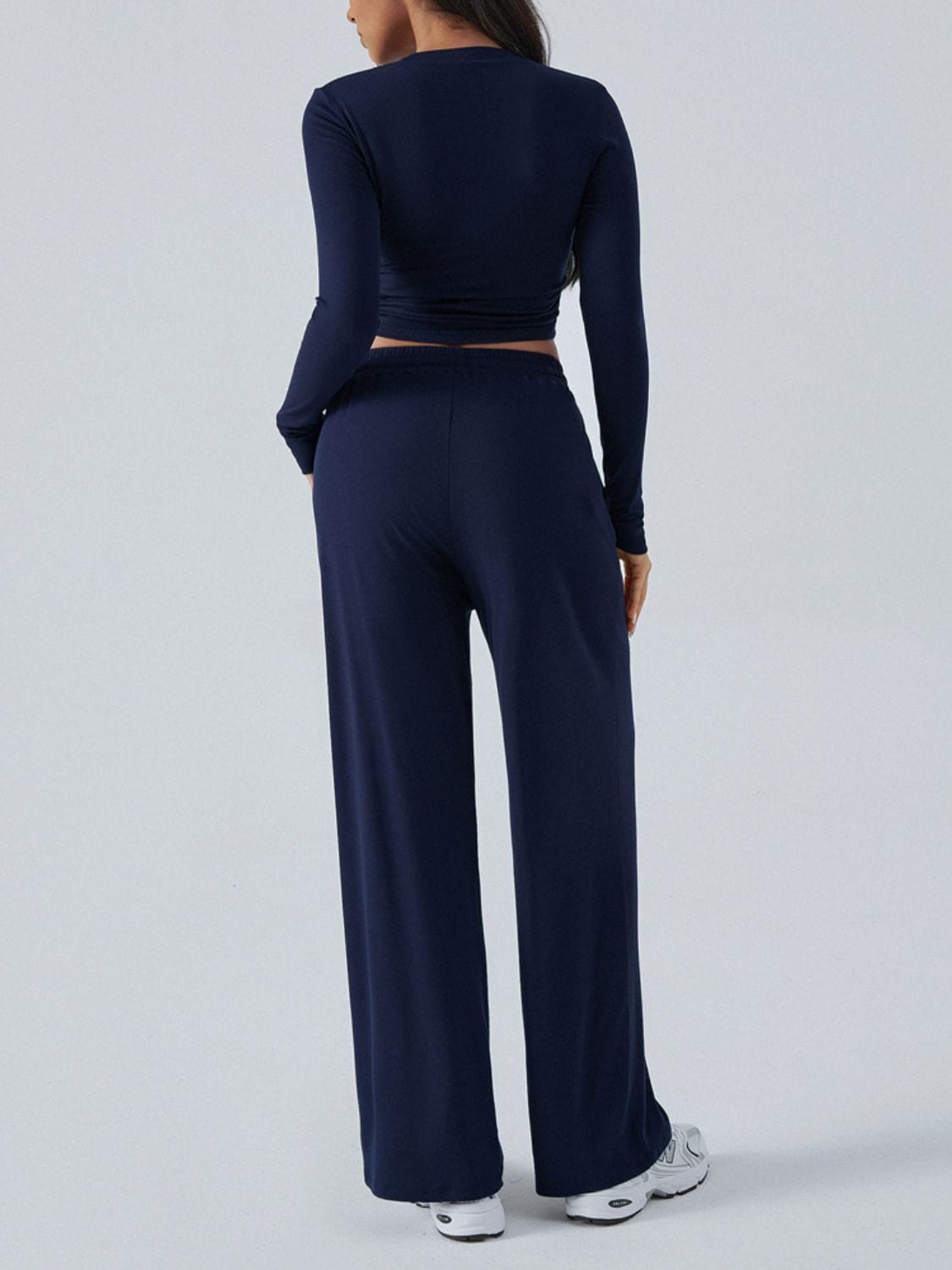 Devine Round Neck Long Sleeve Top and Pants Set - Trendsi