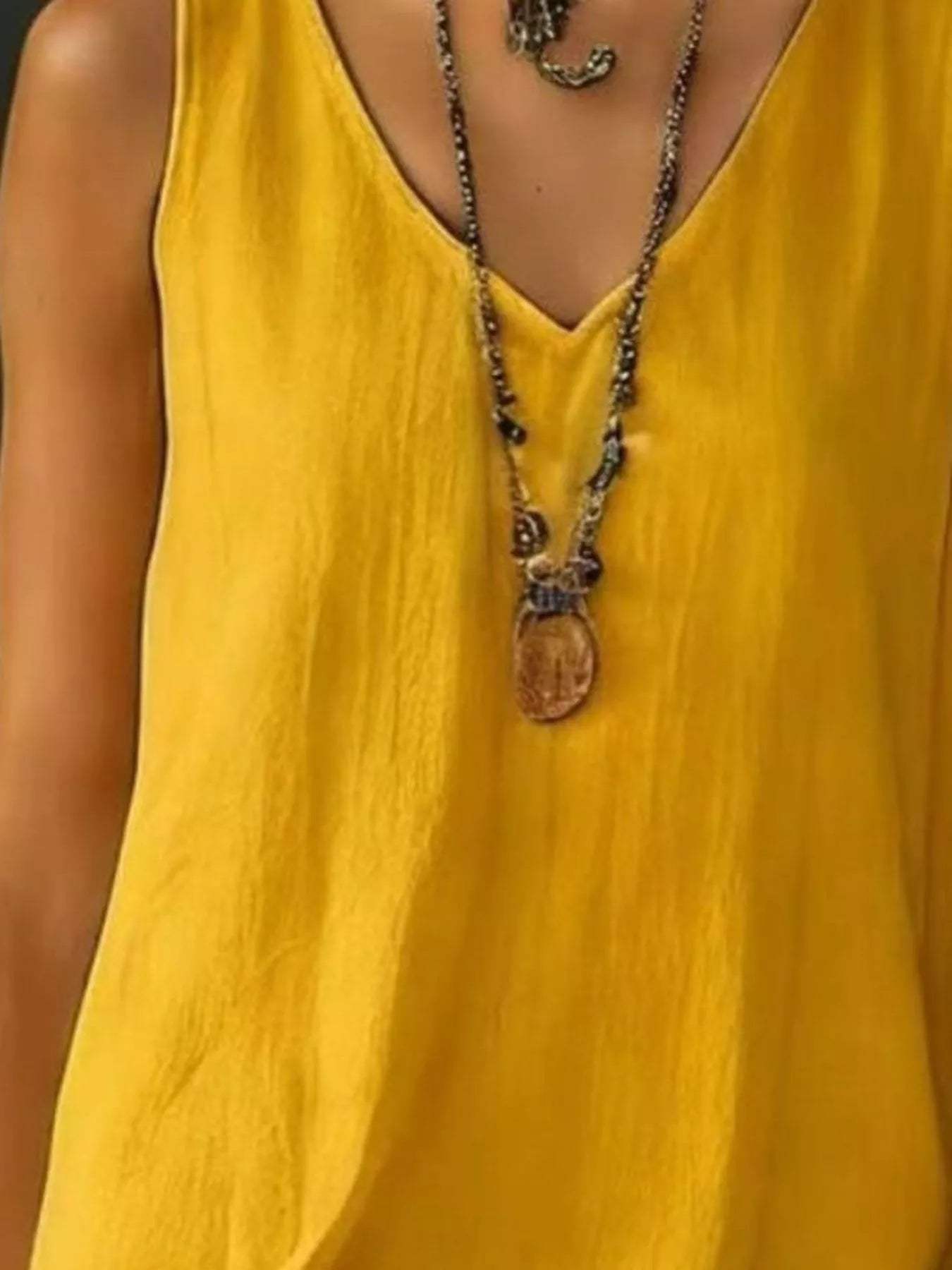 Full Size Ruffled Hem V-Neck Sleeveless Dress Plus Size - Trendsi - Flyclothing LLC