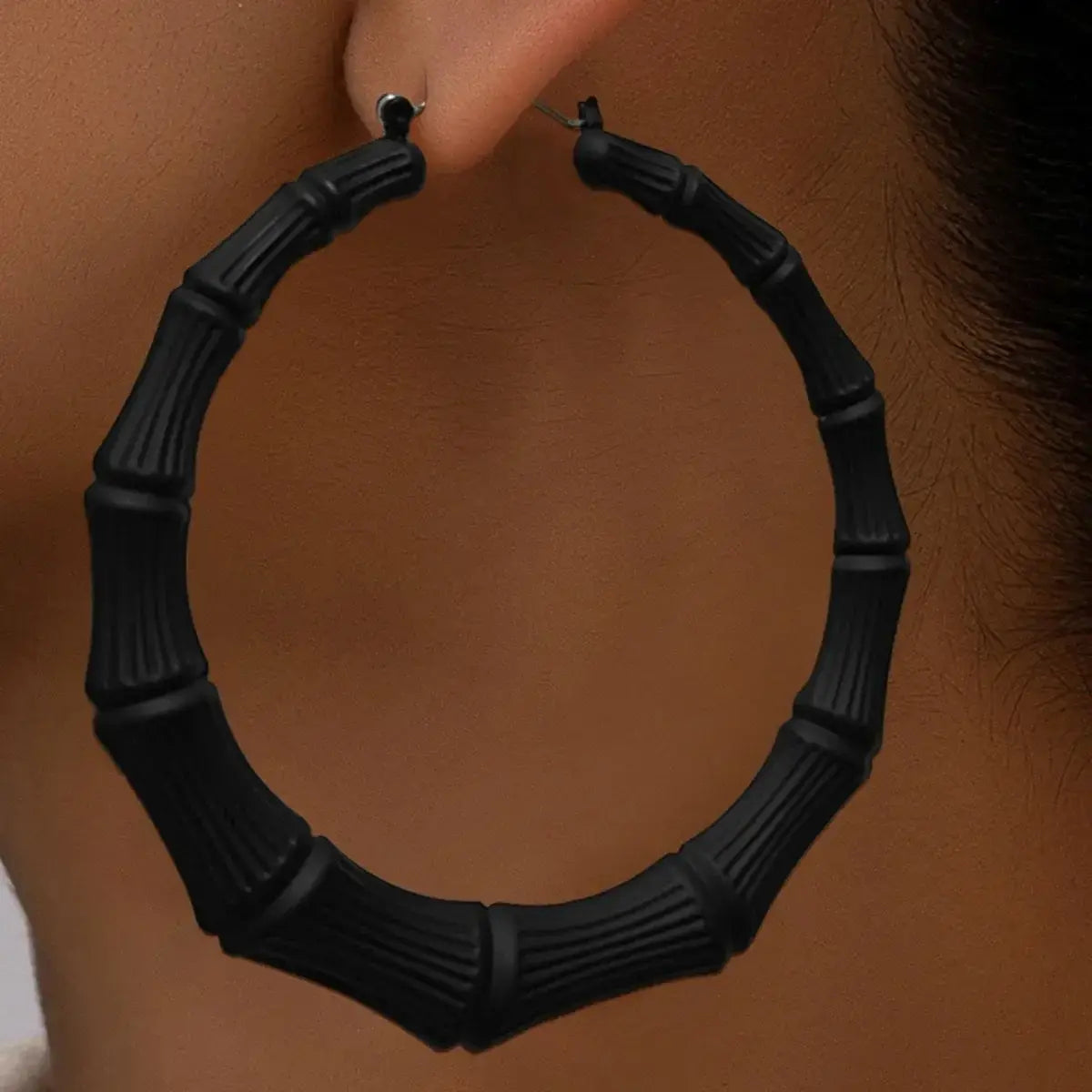 Stainless Steel Textured Hoop Earrings - Trendsi - Flyclothing LLC