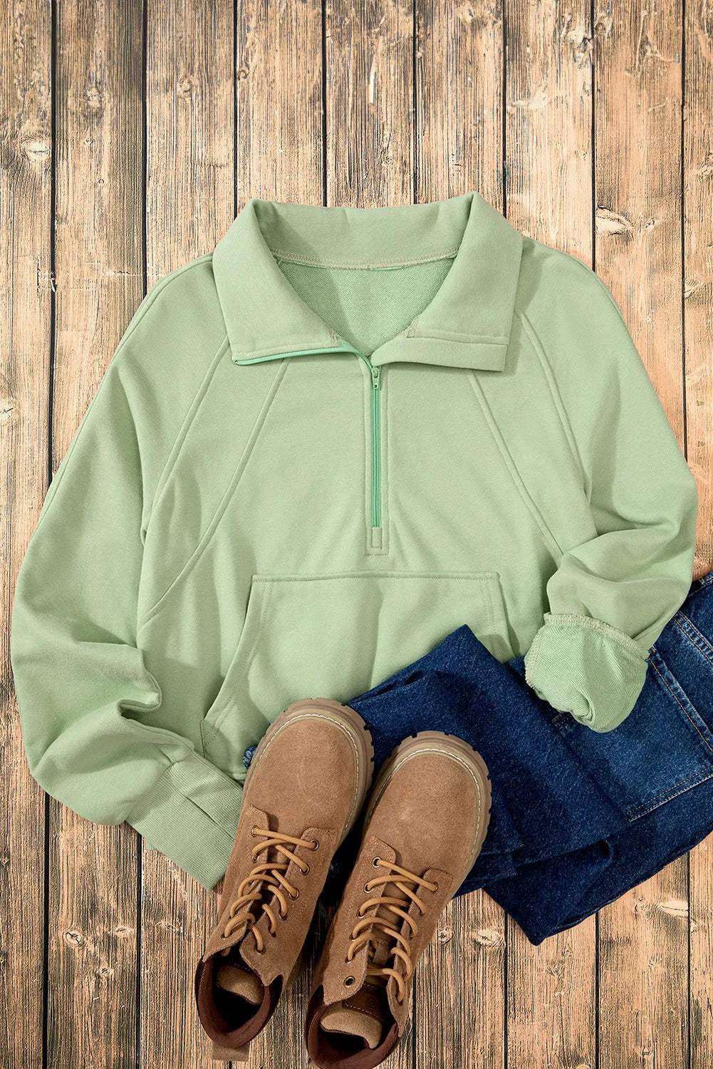 Half Zip Long Sleeve Sweatshirt - Trendsi - Flyclothing LLC