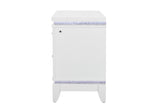 27" White And Silver Wood Two Drawer Nightstand