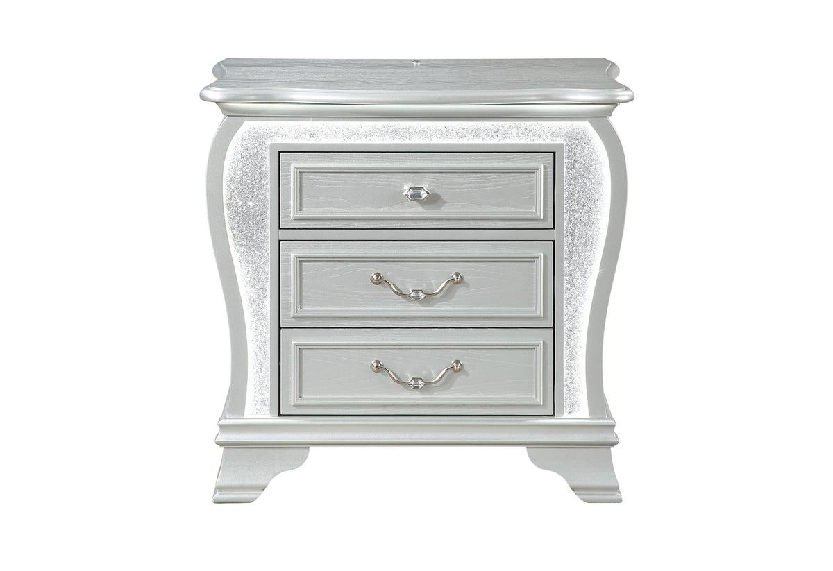 31" Silver Wood Two Drawer Nightstand - HomeRoots - Flyclothing LLC