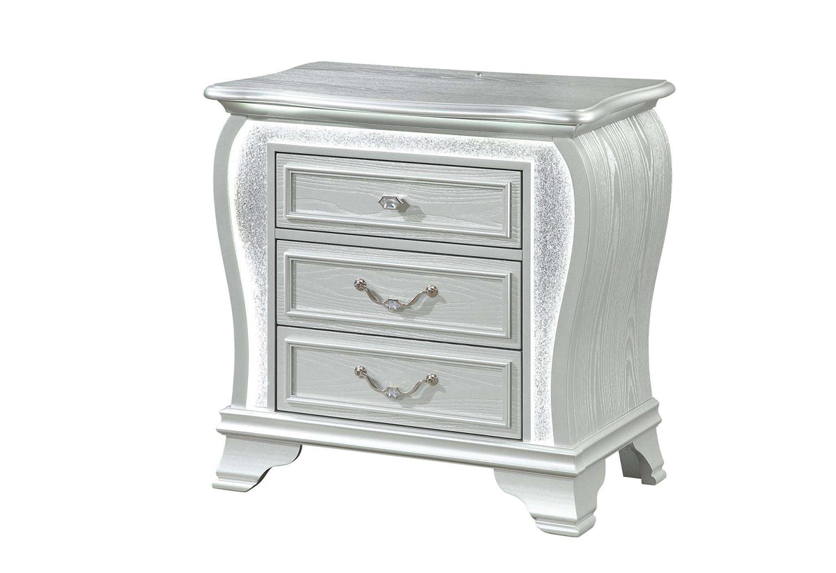 31" Silver Wood Two Drawer Nightstand - HomeRoots - Flyclothing LLC