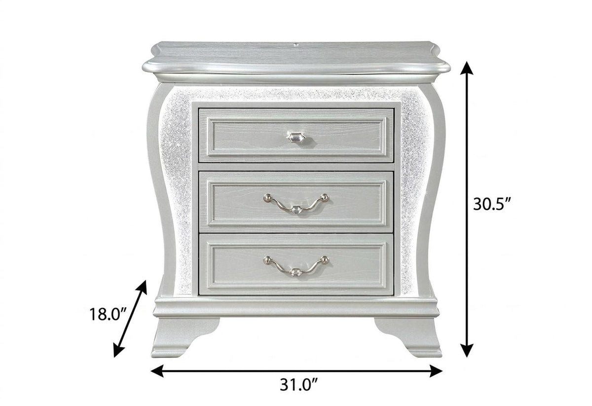 31" Silver Wood Two Drawer Nightstand - HomeRoots - Flyclothing LLC