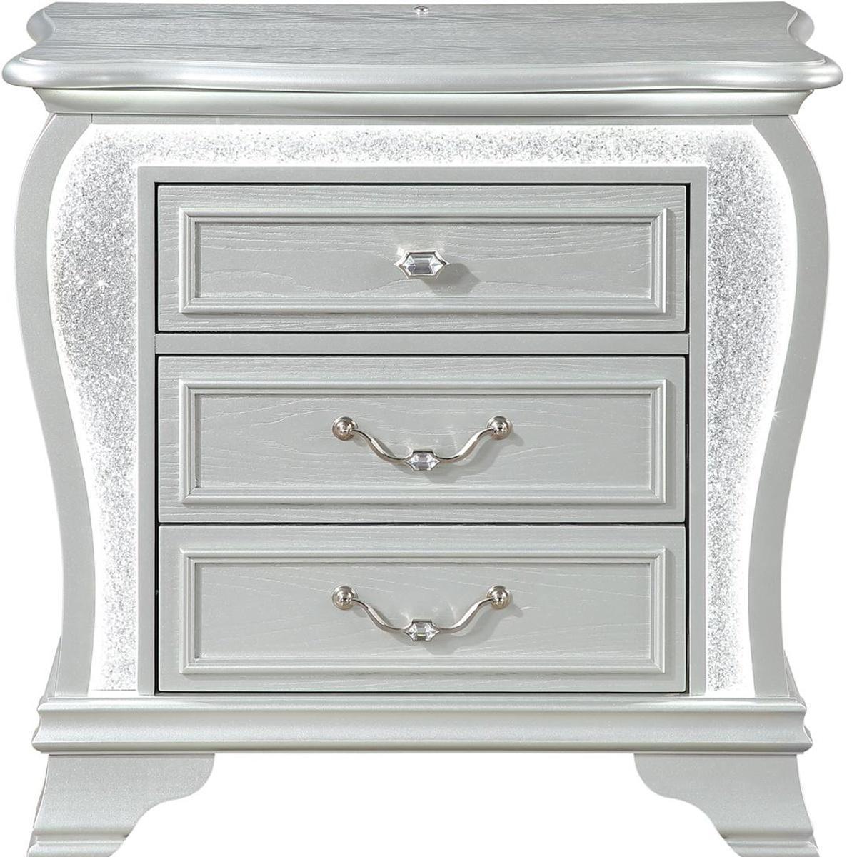 31" Silver Wood Two Drawer Nightstand - HomeRoots - Flyclothing LLC