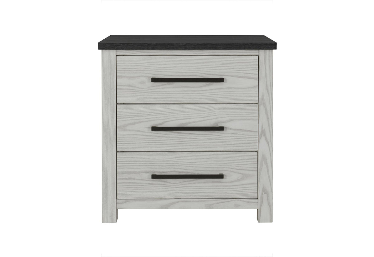 24" Beige Wood Two Drawer Nightstand