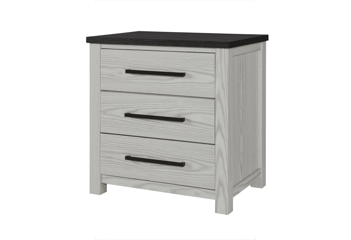 24" Beige Wood Two Drawer Nightstand