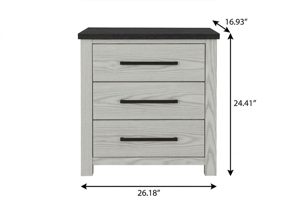 24" Beige Wood Two Drawer Nightstand