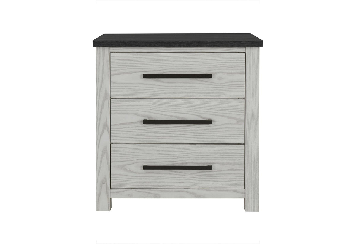 24" Beige Wood Two Drawer Nightstand