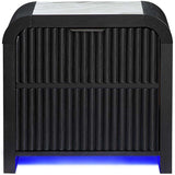 27" White And Black Wood Lighted Two Drawer Nightstand with USB Port and Integrated Tech - HomeRoots - Flyclothing LLC