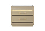 24" Gold Wood Lighted Two Drawer Nightstand - HomeRoots - Flyclothing LLC