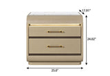 24" Gold Wood Lighted Two Drawer Nightstand - HomeRoots - Flyclothing LLC