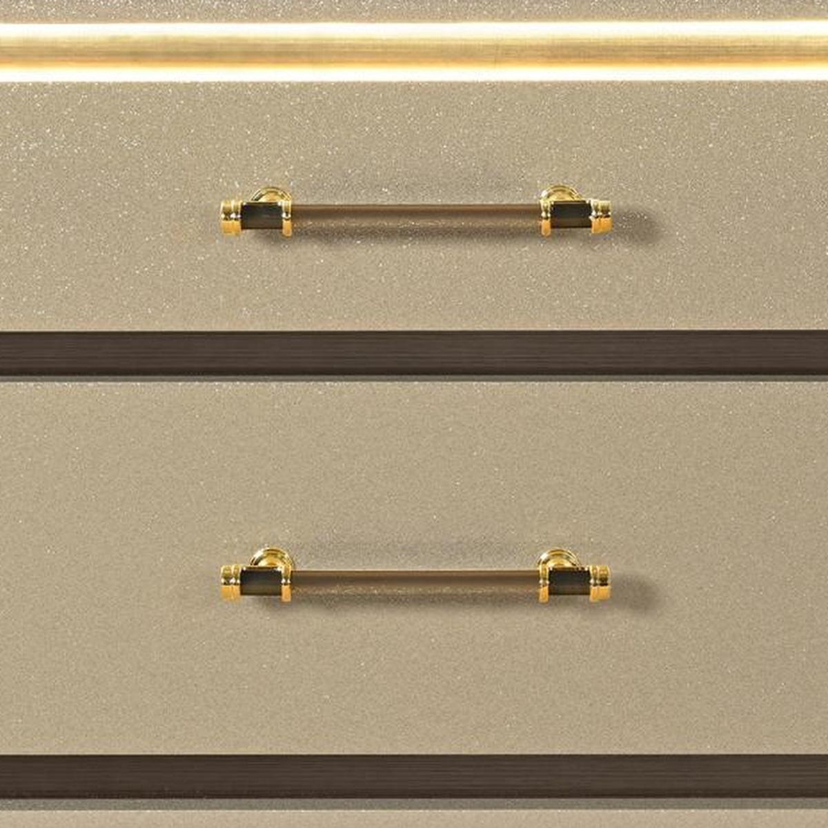 24" Gold Wood Lighted Two Drawer Nightstand - HomeRoots - Flyclothing LLC