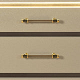 24" Gold Wood Lighted Two Drawer Nightstand - HomeRoots - Flyclothing LLC