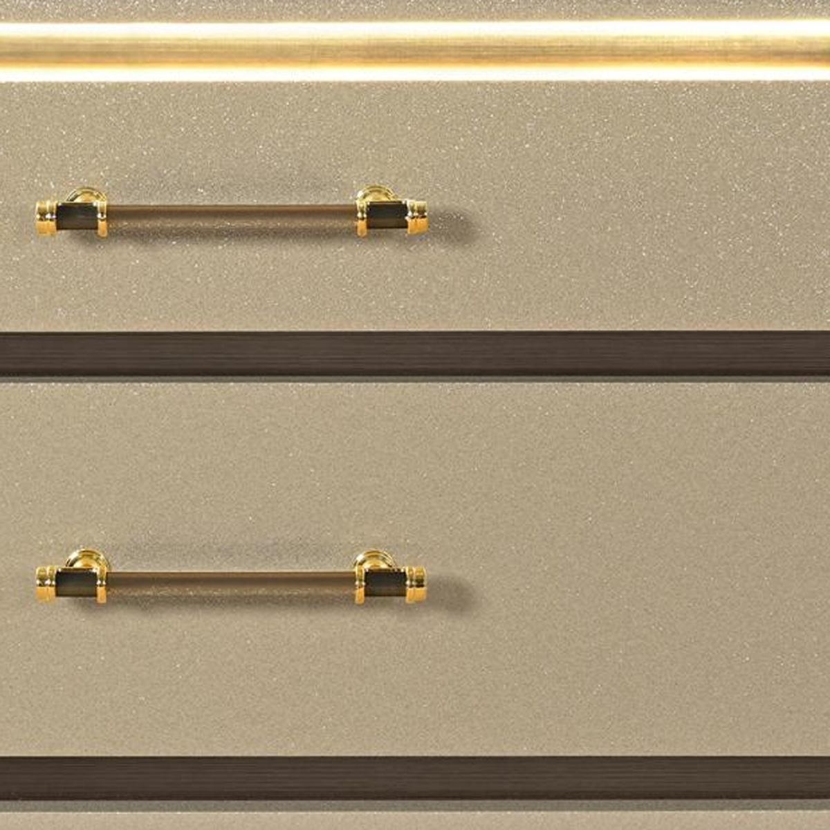 24" Gold Wood Lighted Two Drawer Nightstand - HomeRoots - Flyclothing LLC